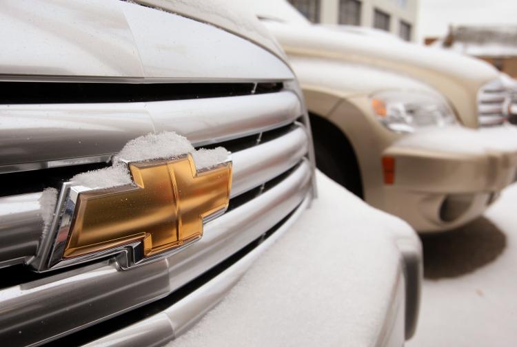 Chevrolet vehicles sit on the lot of a car dealership in Chicago, Illinois.  (Scott Olson/Getty Images)