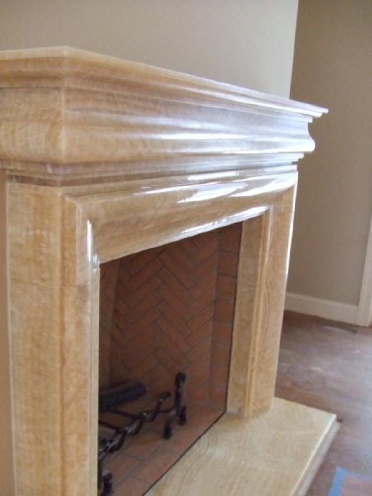 BEAUTIFUL STONE: An elegant mantel carved out of honey onyx. It was custom designed by Grandiose Marble. (Cecil Greene/Grandiose Marble)