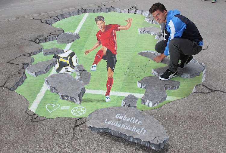 Mario Gomez And PUMA Sign 3D Painting In Munich