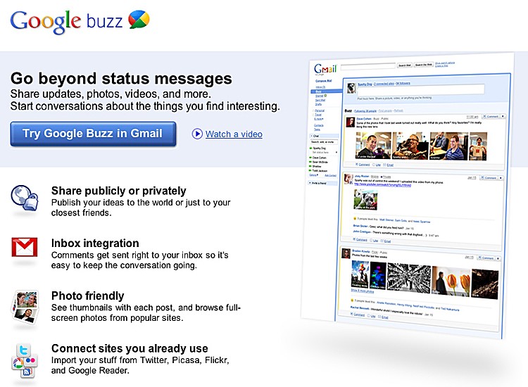 Homepage of Google Buzz as seen on Oct. 16. (Screenshot by the Epoch Times)