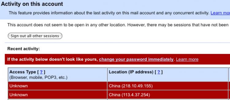 An Epoch Times reporter found his personal Gmail account hacked and accessed in China. Gmail is reported to have turned on reports on unauthorized access for its users. (Epoch Times Staff)