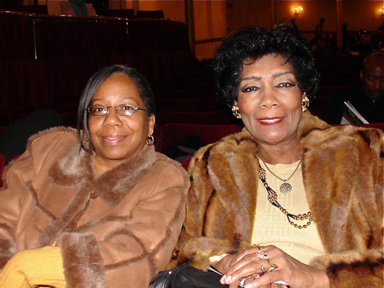 Gospel singer Kay Barksdale with her friend, Diana Douglas. (The Epoch Times)