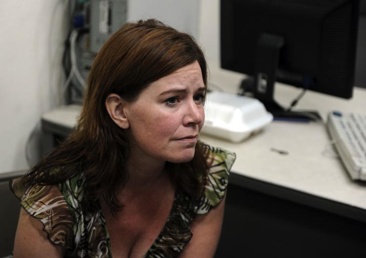 American Laura Silsby, head of Idaho-based charity called New Life Children's Refuge sits at a police station in Port-au-Prince on January 31. (Fred Dufour/Getty Images)