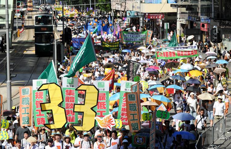 About 53,000 protesters braved Hong Kong's sweltering streets for a prodemocracy rally on July 1 the 13th anniversary of the former British colony's return to Chinese rule. (Mike Clarke/AFP/Getty Images)