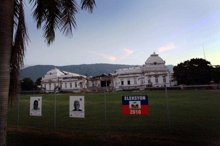 The National Palace is seen as the nation waits for the results from the national election on November 29, 2010 in Port-au-Prince, Haiti. There were reports of issues with the voting process. (Joe Raedle/Getty Images)