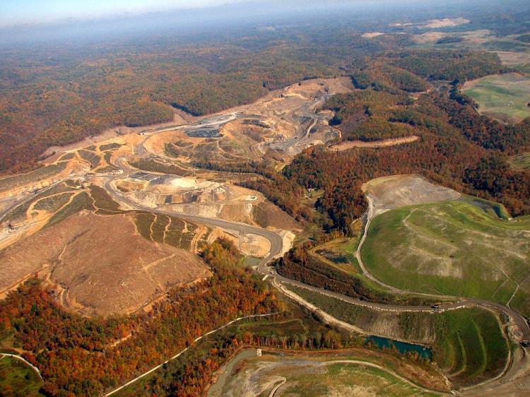 An aerial view of part of the Hobet mine in West Virginia, where mining has already begun. (Vivian Stockman/OHVEC.org and SouthWings.org )