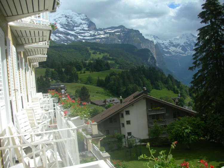 PICTURE PERFECT: A lovely view of the town of Wengen from the 19th century Hotel Regina. (Beverly Mann)