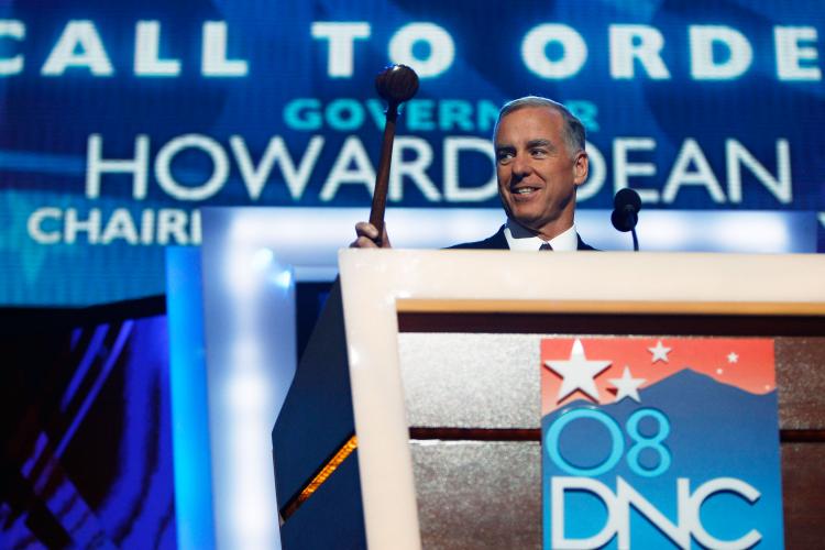 HOWARD DEAN: Democratic Committee Chairman Howard Dean bangs the gavel to open day one of the Democratic National Convention (DNC) at the Pepsi Center Aug. 25 in Denver, Colorado. The DNC, where U.S. Sen. Barack Obama (D-IL) will be officially nominated a (Chip Somodevilla/Getty Images)