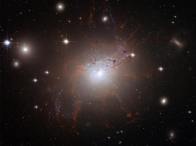 GALAXY: This image of the giant, active galaxy NGC 1275 was taken using the Hubble Space Telescope's Advanced Camera for Surveys in July and August 2006. (NASA/ESA via Getty Images)