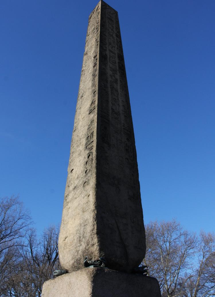 CLEOPATRA'S NEEDLE: Known as Cleopatra's Needle, the granite obelisk in Central Park actually has no historical connection with the Egyptian queen. It celebrates the long reign of Pharaoh Thutmose III.  (Tara MacIsaac/The Epoch Times)