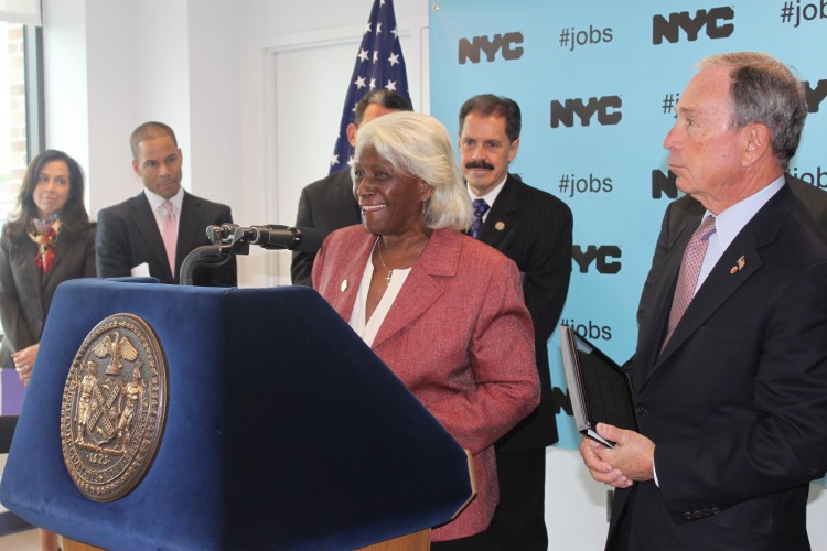 Elected officials announce the collaboration between the Fordham University and the NYC Business Solution Center in the Bronx on Monday at the new Workforce1 facility. (Courtesy of DEPUTY BOROUGH PRESIDENT AURELIA GREENE)