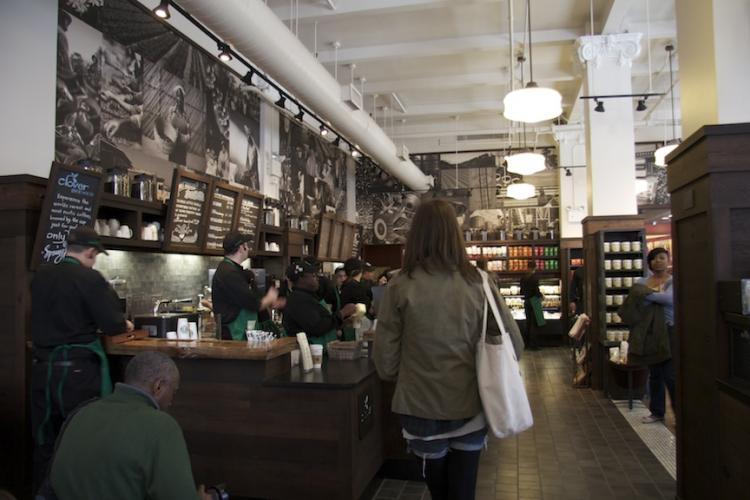The 15-year-old Starbucks store at the corner of Crosby and Spring St. was the first in Manhattan to receive Leadership in Energy and Environmental Design (LEED) certification on Tuesday. (Kristina Skorbach/The Epoch Times)