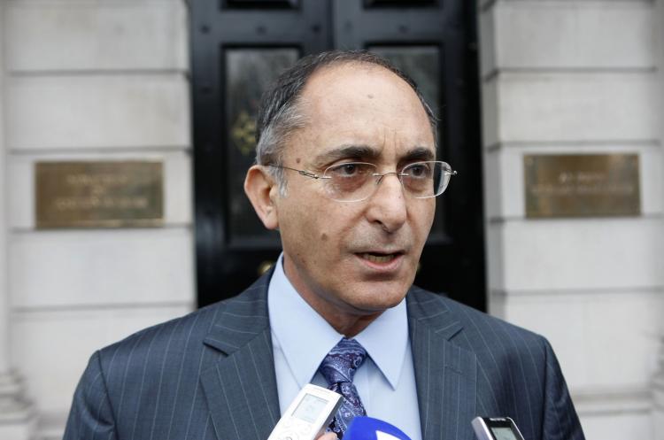 Israeli ambassador to Ireland, Dr. Zion Envrony leaves after a meeting at the Department of Foreign Affairs in Dublin, Ireland, on Feb. 18. Britain and Ireland summoned Israel's envoys Thursday over the use of fake passports by the killers of a Hamas ch (Peter Muhly/AFP/Getty Images)