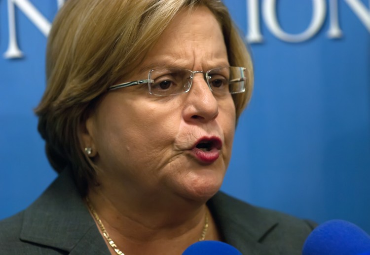 Representative Ileana Ros-Lehtinen (R-FL) speaking to the media immediately after her presentation at the Formosa Foundation headquarters in Rosemead California in the greater Los Angeles area. (Dan Sanchez/The Epoch Times)