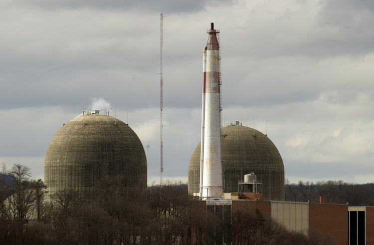 FAULTY LOCATION: The Indian Point Nuclear Power Plant on the banks of the Hudson River in Buchanan, NY. The Indian Point station, comprised of two operating nuclear reactors, sits atop the Ramapo fault line.  (Don Emmert/Getty Images )