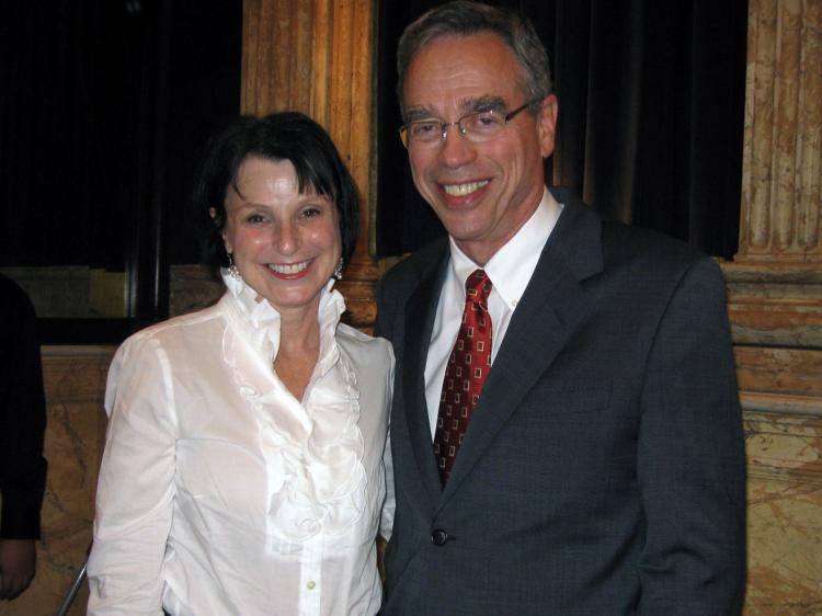 Mr. Oliver with his wife at the Friday evening performance. (The Epoch Times)