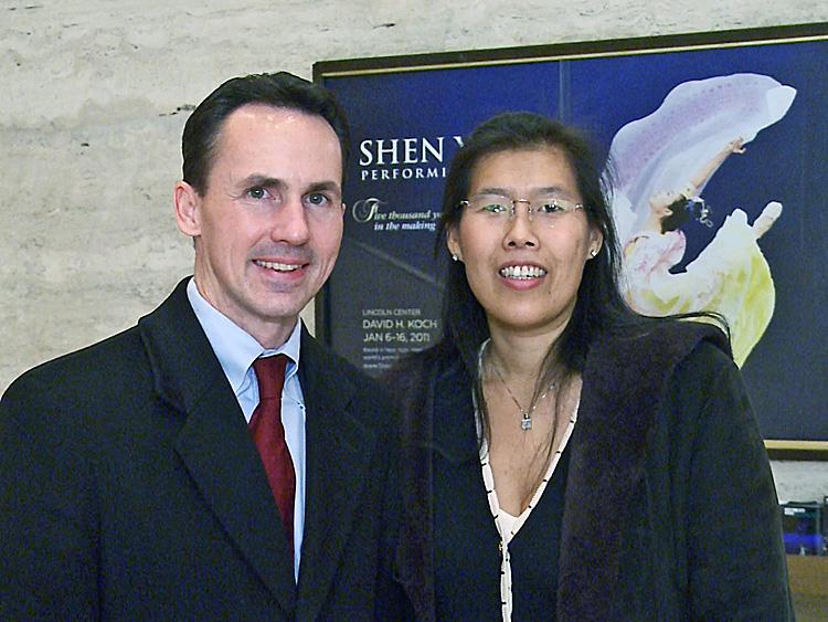 Attorney John Messer and his wife Wendy attended the final performance of Shen Yun Performing Arts New York Company's ten-show engagement at the David H. Koch Theater. (Courtesy of NTD Television)