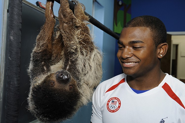 John Orozco, a 19-year-old gymnast from the Bronx, stopped by the Bronx Zoo