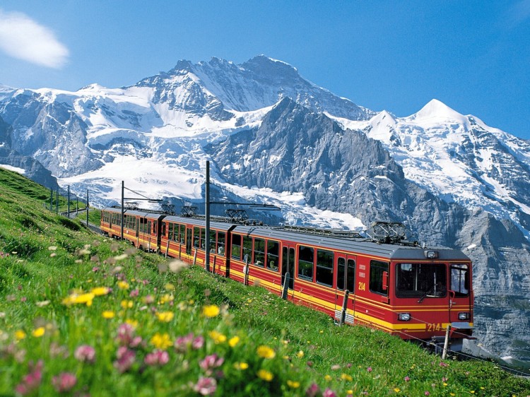 THE JUNGFRAU RAIL: The Jungfrau cog railway runs through the beautiful mountains of the region. (Courtesy of Jungfrau Tourism)