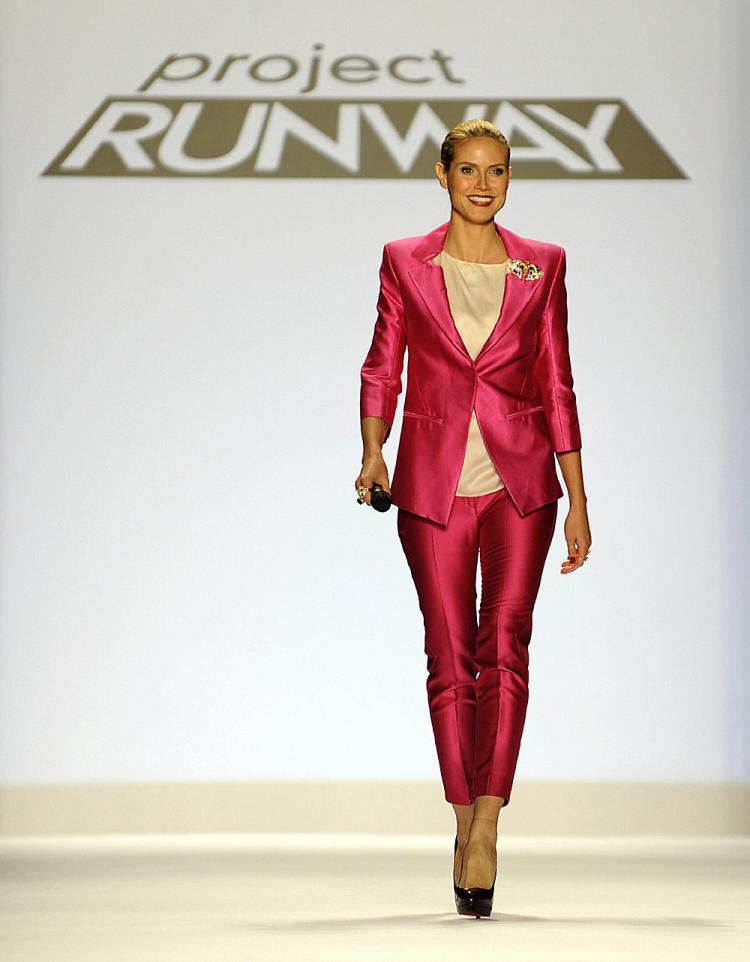 German supermodel and show host Heidi Klum starts the season 6 finale show of the Project Runway 2009 Fall Show at Bryant Park during the Mercedes Benz Fashion Week in New York. (Timothy A. Clary/AFP/Getty Images)
