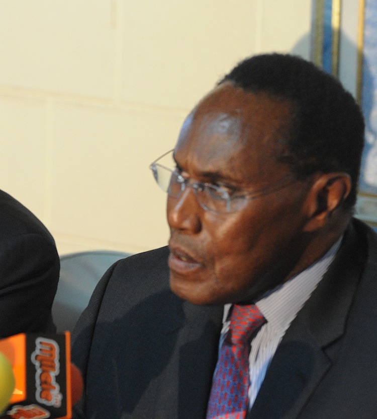 Kenya's then-acting Foreign Minister George Saitoti at a press conference Nov. 16, 2010. (Simon Maina/AFP/Getty Images)