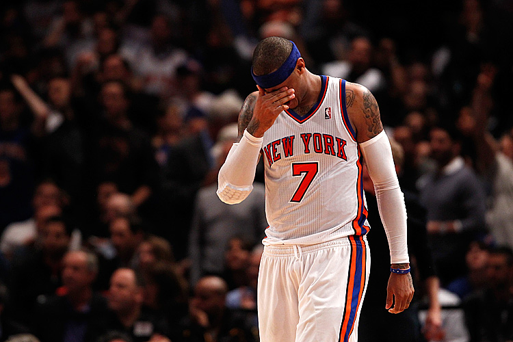 The Knicks lost Thursday night for the 13th straight time in the NBA Playoffs, dating back to 2001. (Jeff Zelevansky/Getty Images)
