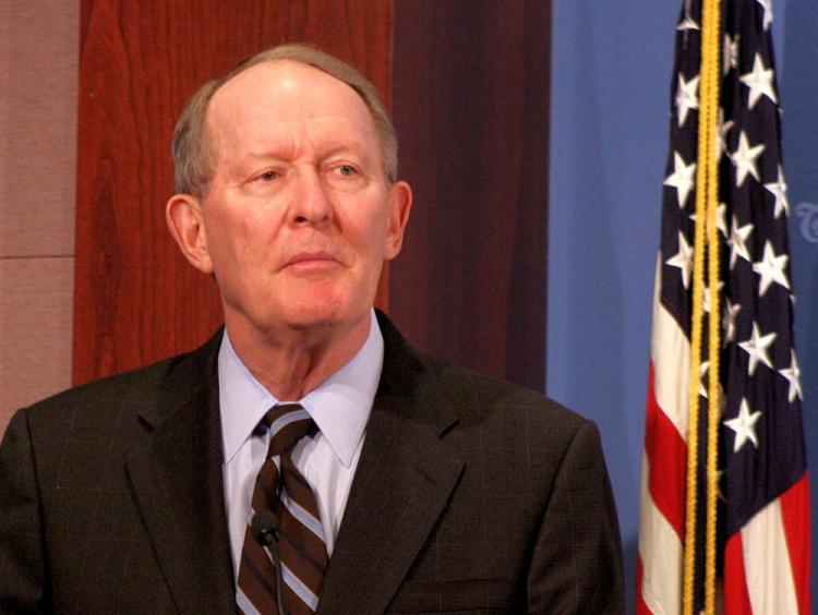 TRADITION: Sen. Lamar Alexander (R-Tenn.) defends the filibuster as necessary to preserve the Senate's deliberative nature and check on rash legislation. He spoke Jan. 3 at the Heritage Foundation. (Gary Feuerberg/The Epoch Times)