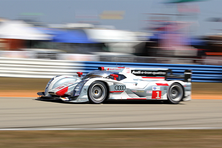 After seven hours, the #1 Audi leads the Sebring 12 Hours, with the #2 Audi second. (James Fish/The Epoch Times)