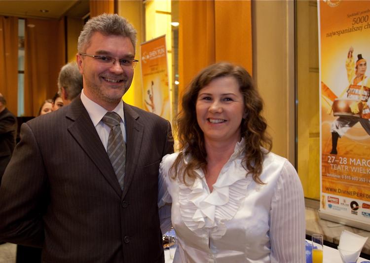 Mr. and Ms. Lizak at the VIP-reception after the Shen Yun show in Lodz, Poland (Jason Wang/The Epoch Times)