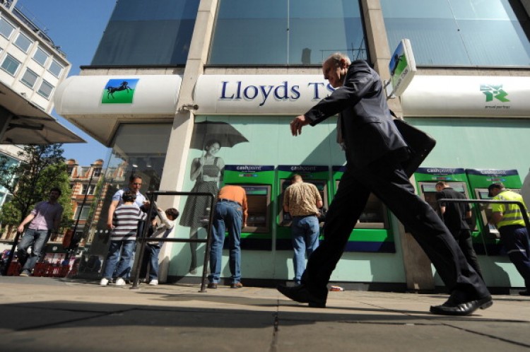 A branch of Lloyds Banking Group is pictured on Oxford street in central London, on April 11, 2011. (Ben Stansall/APF/Getty Images)