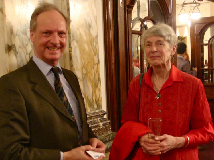 Businessman Peter accompanied Hilli to see Shen Yun Performing Arts in London, on April 7. (He Bin/The Epoch Times)