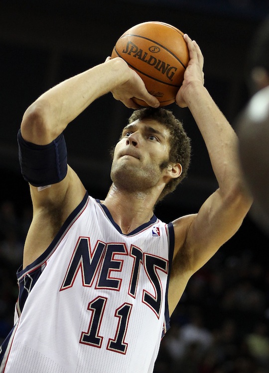 New Jersey Nets' Brook Lopez takes a fre