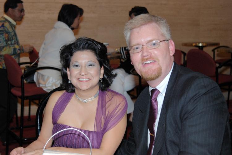 Ms. Lowance and Mr. Reynolds in Jones Hall. (The Epoch Times)