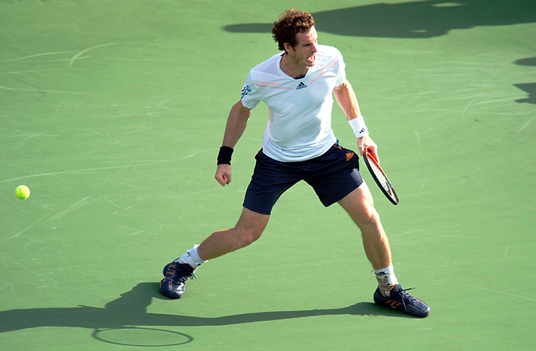 Andy Murray celebrates defeating Tomas Berdych 5-7, 6-2, 6-1, 7-6 (9/7) in the 2012 US Open men's singles semifinals. Don Emmert/AFP/GettyImages)