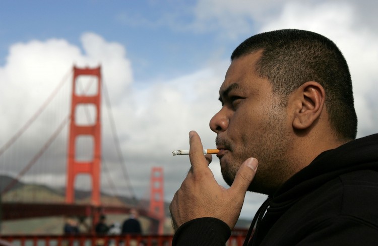 A man smokes a cigarette near the Golden Gate Bridge in San Francisco (file photo).  (Justin Sullivan/Getty Images)