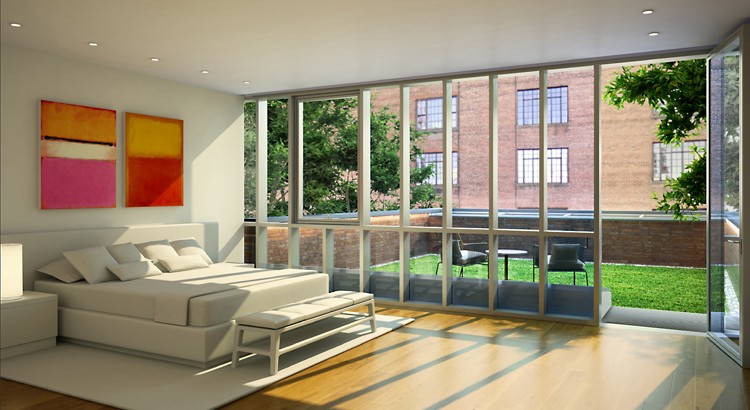 MASTER BEDROOM: A NYC master bedroom walks out to a rare and private 1,000 sqft of grassy terrace. (Courtesy of WEmi:t)