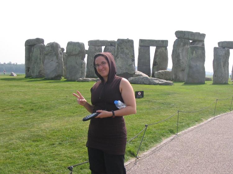 MELANIE DANIELS: A life of nonstop wonderment. Melanie posing by Stonehenge in England. (Photo by Carson Daniels)