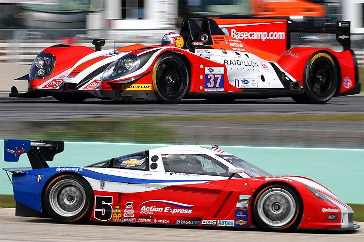 ALMS P2 cars (top) and Rolex Daytona Prototypes are fighting for a place in the top class of the new merged sports car series which will debut in 2014. (James Fish/The Epoch Times)