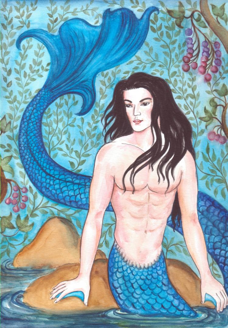 Painting of a merman. (Liza Voronin/The Epoch Times )