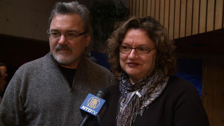 Milka Vujnovic (R) and her companion, Milan Senator, enjoyed the Shen Yun performance at Hamilton Place Theatre on Thursday. (NTD Television)