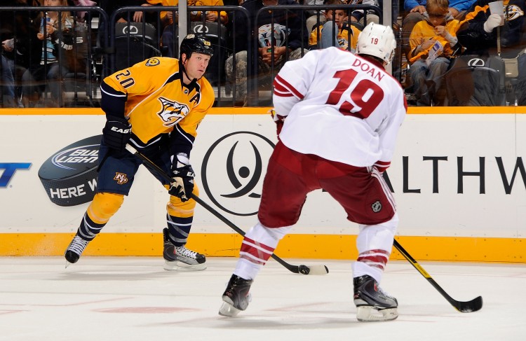 Nashville and Phoenix face off in the second round of the NHL playoffs. (Frederick Breedon/Getty Images)