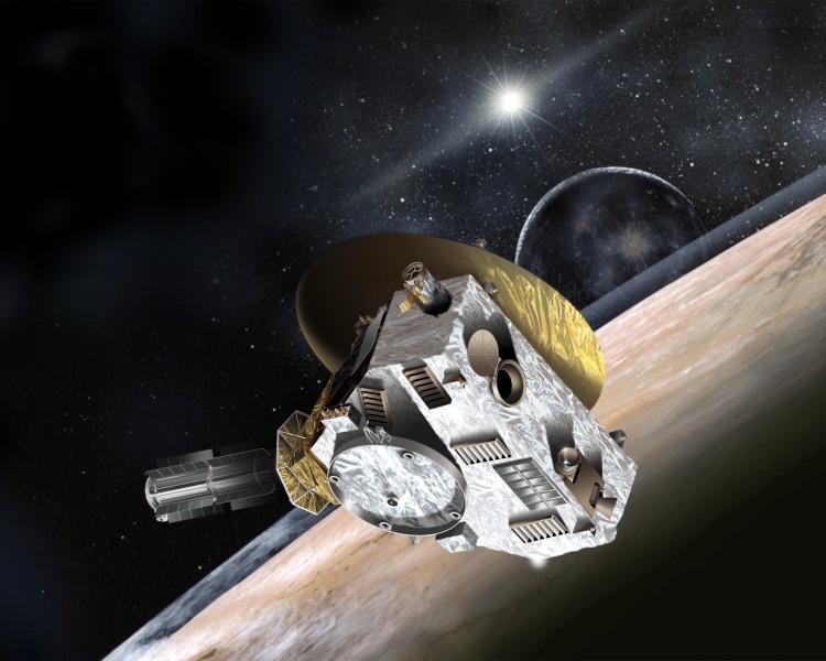  Artist's concept showing NASA's New Horizons spacecraft during its 2015 encounter with Pluto and its moon, Charon. (JHUAPL/SwRI) 