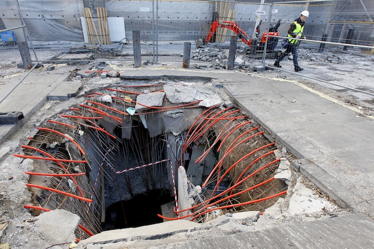 The crater from Breivik's bomb in Oslo