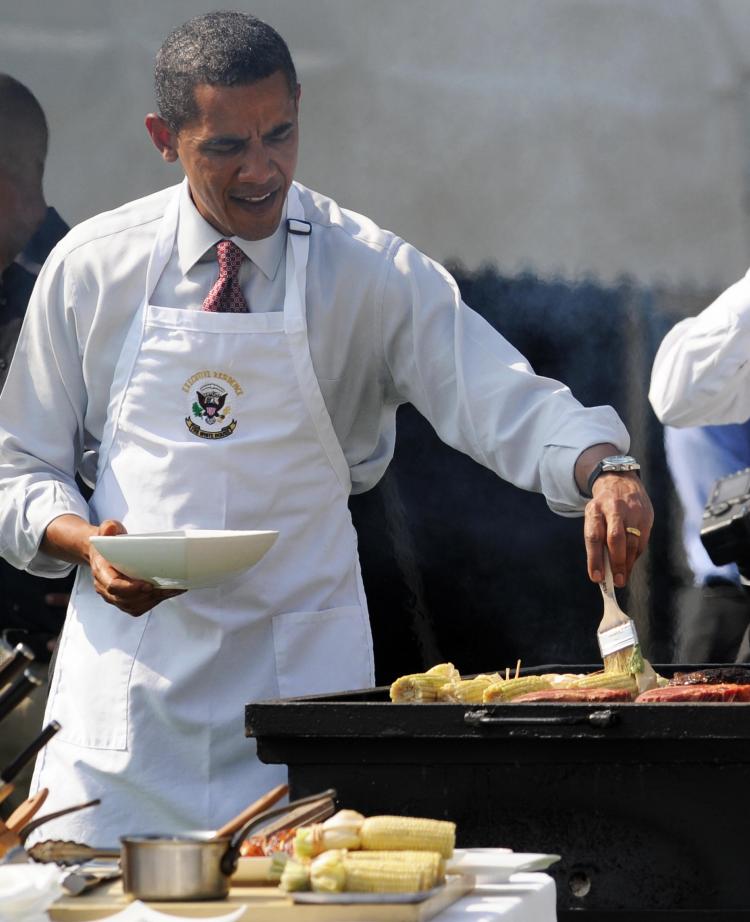 President Obama mans the grill during Father's Day festivities on the South Lawn of the White House in this file photo (Jewel Samad/AFP/Getty Images