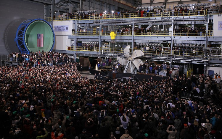 Obama Visit Shipbuilding Facility In Virginia