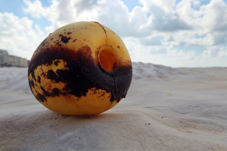 OILY: Buoy on Orange Beach, Alabama. (Joe Raedle/Getty Images)