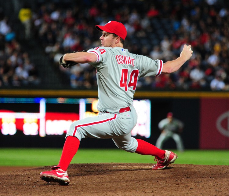 The Philadelphia Phillies declined their 2012 option on pitchers Roy Oswalt (pictured) and Brad Lidge. (Scott Cunningham/Getty Images)
