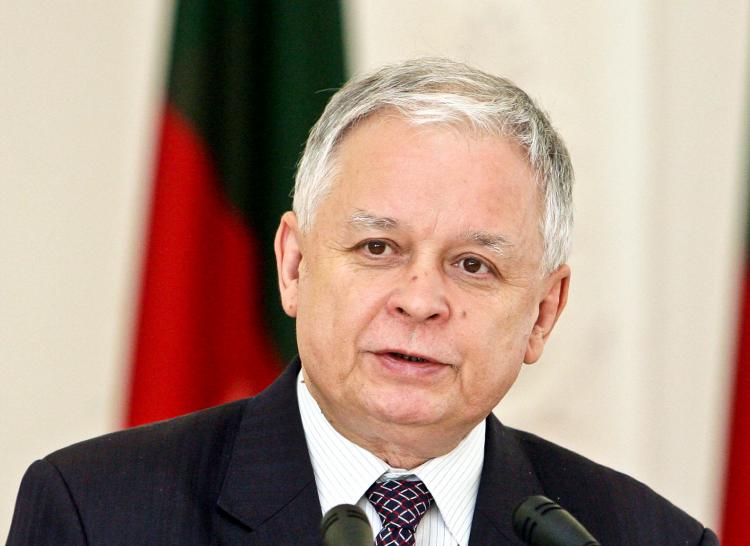 Poland's president Lech Kaczynski speaks at a press conference at the Presidential palace in Vilnius, Lithuania, on April 8. A plane carrying Polish president Lech Kaczynski and dozens of other senior officials crashed while landing in fog in the western Russian city of Smolensk, on April 10, killing all on board. (Petras Malukas/AFP/Getty Images)