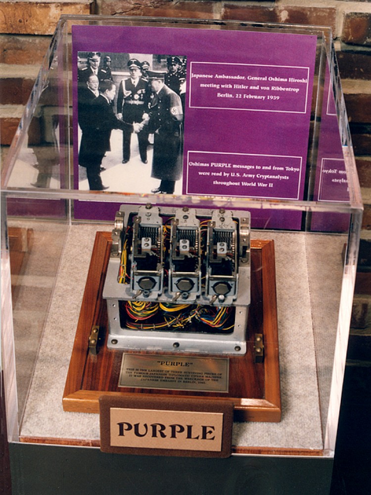 PURPLE: The Japanese cipher machine code-named PURPLE was cracked by the United States prior to World War II. It was so complex that even the Germans were unable to decode communications sent through it. (National Security Agency)