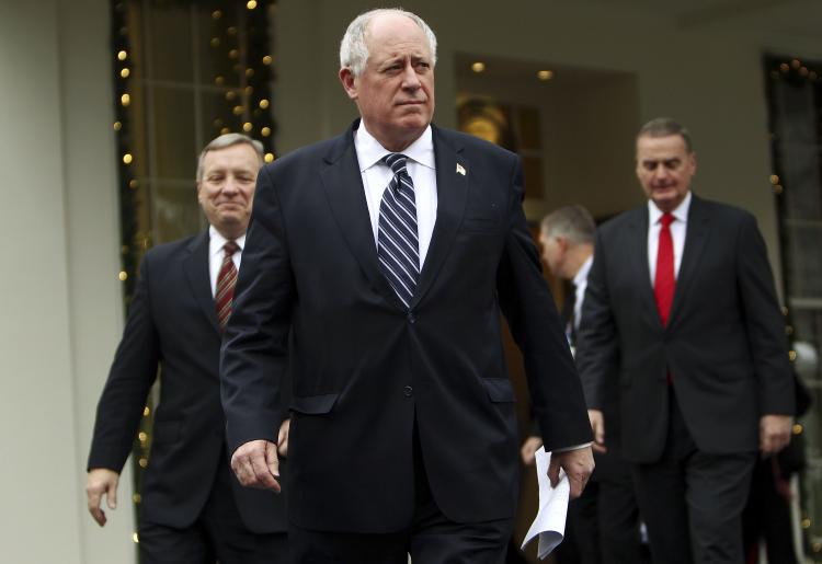 Illinois Gov. Pat Quinn on Dec 15, 2009 in Washington, DC. Escalating violence in the streets of Chicago prompted state Representatives to call upon Illinois Governor Quinn to deploy the state's National Guard for assistance.  (Win McNamee/Getty Images)